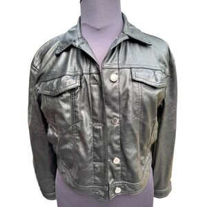 Universal Thread Black Faux Leather‎ Jacket Size L Fair Trade Certified Moto